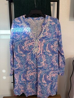 Lilly Pulitzer Pink and Blue Paisley-Print Tunic